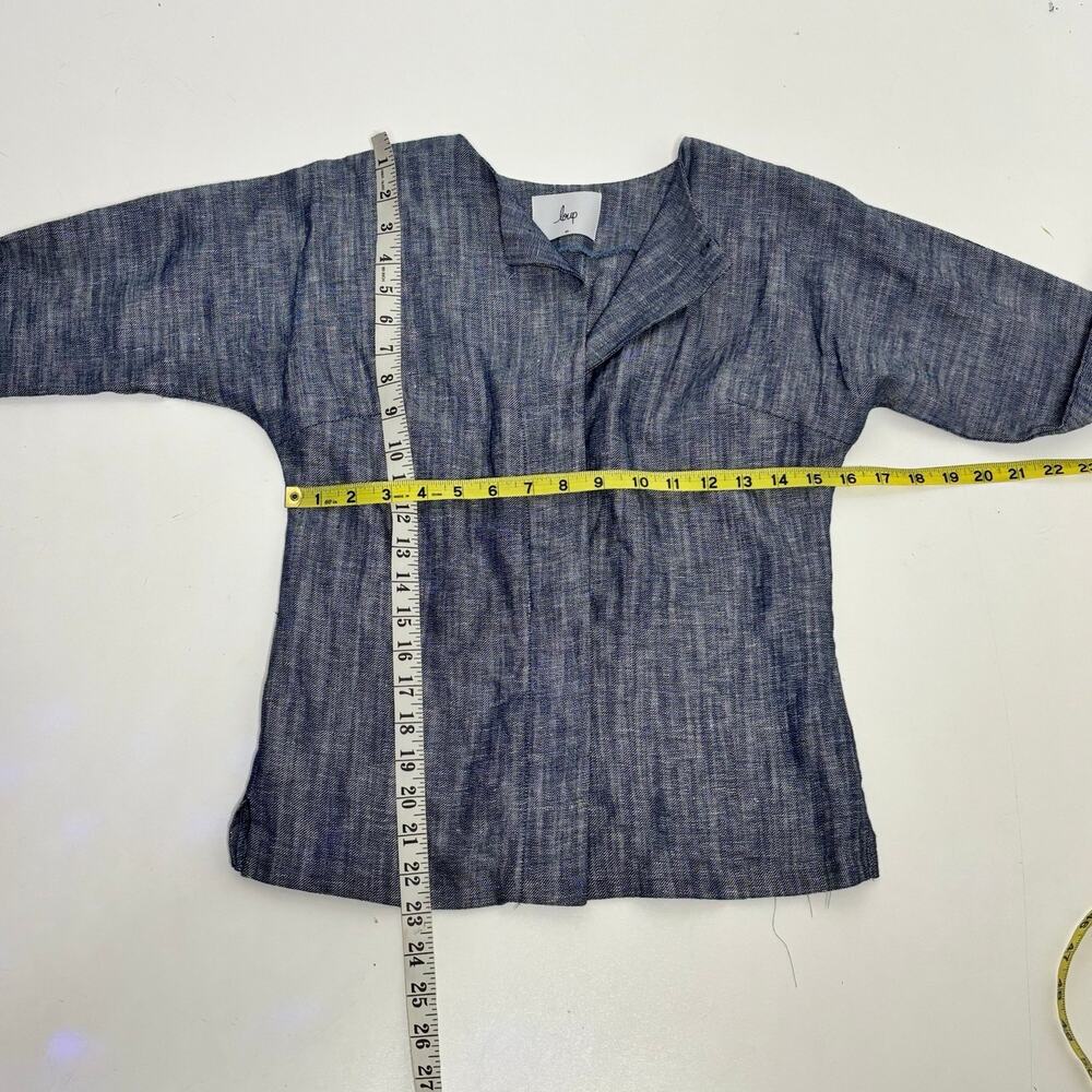 Loup Lila Blue Chambray Linen Blend Button Down Top XS - Picture 2 of 10